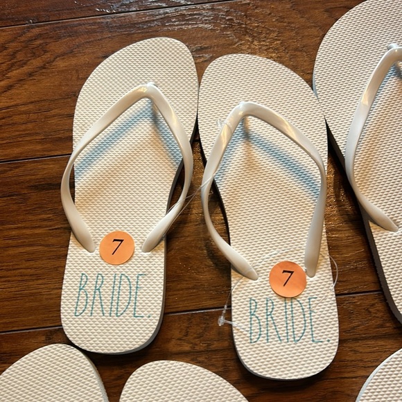 RAE DUNN white bride FLIP FLOPS SLIDES NWT - Picture 4 of 7